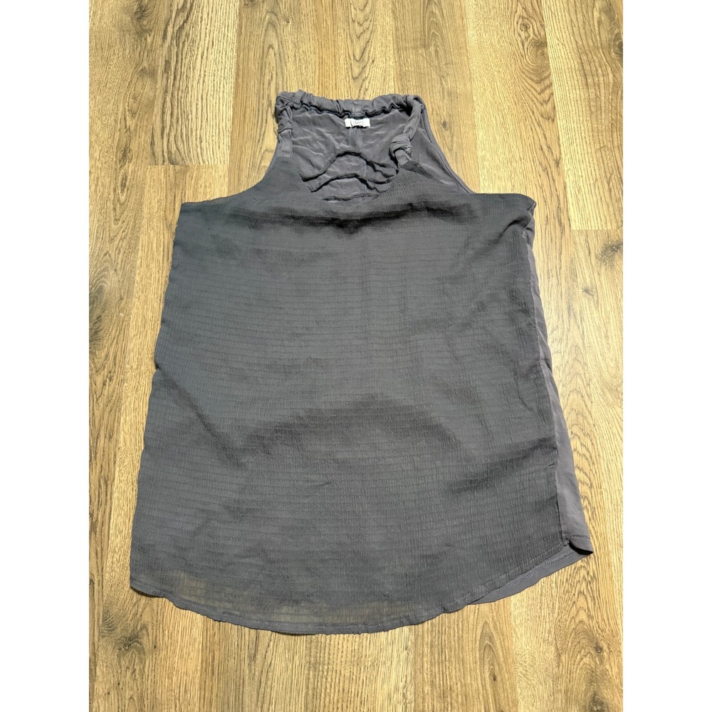 Maurices Shirts Women Size S Gray Sleeveless Lace Up High Neck Mixed Media